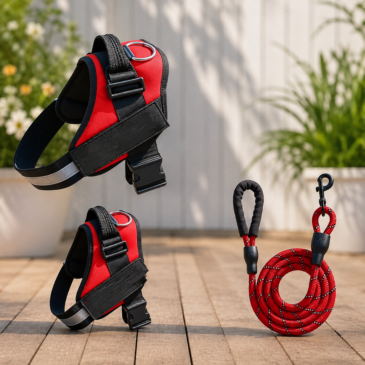 Red dog harness vest for comfortable everyday walks